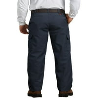 Muške teretne hlače širokog kroja s ravnim prednjim dijelom od prave kože u veličinama u donjem dijelu i veličini