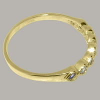 Ženski prsten od 9 karatnog žutog zlata s kubičnim cirkonijem i prirodnim tanzanitom britanske proizvodnje-opcije