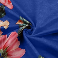 Ženski dečko dugi rukavi Prevelike bluze cvjetni print v-izrez pulover bluza plava m