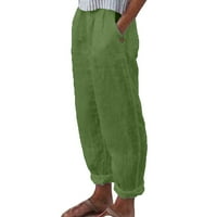 Puawkoer žene visoke hlače s širokim nogama modna struja elastične hlače udobne ravne noge duge hlače s džepovima