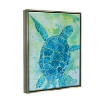 Plava morska kornjača Vodeni mjehurići životinje i insekti slikaju sjajnu sivu uokvirenu umjetničku zidnu umjetnost