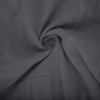 Charella ženska čista pamučna lanena košulja haljina moda Čvrsti džepovi s dugim rukavima Skrenite s ovratnika
