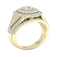 Imperial 3 4CT TDW Diamond 10k Žuto zlato Double Halo Bridal Ring