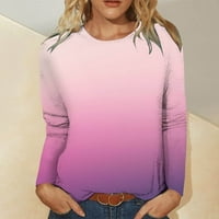 Ženske Ležerne majice s okruglim vratom s printom majica za slobodno vrijeme modni pripijeni vrhovi ružičasti