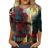 SKSLOEG košulje za žene trendovske pruge Print rukavi vrhovi pulover Osnovna majica bluza ljeto labavi vrhovi,