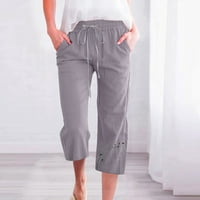 Modne ženske Ležerne rastezljive široke hlače s printom, ravne hlače širokih nogavica s džepom