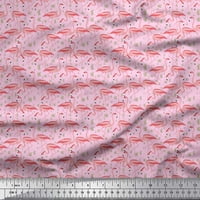 Pamučna tkanina od patke, trave i ptice Flamingo širine dvorišta