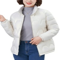 Beiwei žene mjehurić kaputa s čvrstim bojama s džepovima lagani kaputi s punim patentnim zatvaračem nadmaše bež