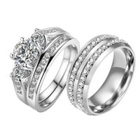 Dva prstena, njegovi i njezini zaručnički prstenovi, prstenovi za parove od bijelog zlata od 10 karata presvučeni