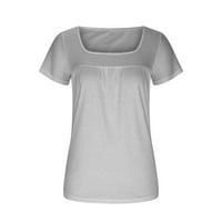 Inleife majice za žene za čišćenje ženske mode prodane u boji V-izrez Udobnost udobna labava majica kratkih rukava