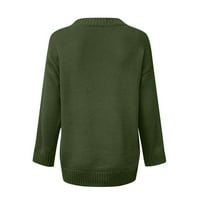 SKPBBLUTN Preveliki dukserij za žene pulover vrhovi labavi solid v zima jesen dugi rukav V-izrez casual pleteni