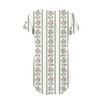 Tklpehg ženske trendovske košulje s kratkim rukavima gumbi za tunike okrugli vrat Pletene košulje Drvane ležerne