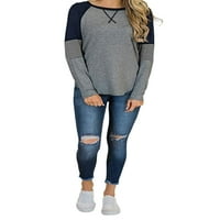 Ženska ležerna tunika s dugim rukavima s okruglim vratom, pripijeni gornji dio, široka udobna bluza, puloveri,
