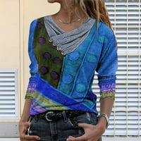 Uzročne košulje za žene s dugim rukavima pulover tiskani gumb s V-izrezom za žene veličine S-3x
