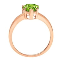 Zaručnički prsten od 1,0 karatnog zelenog prirodnog peridota od 18 karatnog ružičastog zlata, veličine 7,75