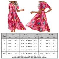Suknja za plažu s cvjetnim printom s remenom ukrašena Midi haljina za zabave ležerna odjeća