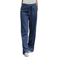 Jednobojne Ženske pamučne hlače s dugim remenom, modne hlače, Ležerne ravne hlače, sive boje