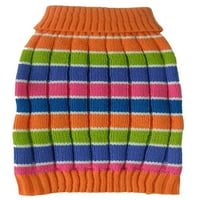 Dizajnerski džemper za pse s ovratnikom kornjača iz duginog pletenog duginog kabela u obliku rebra