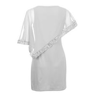 Ljetne haljine za žene rukavi kratki slobodno vrijeme a-line tiskana okrugla dekolte haljina siva xl
