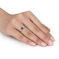 Miabella Ženska karat T.W. Plavi i bijeli dijamant 10kt ružičastog zlata podijeljeni zaručnički prsten