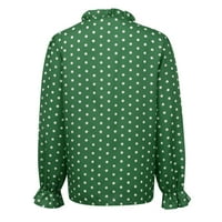 Očišćenja ljetni vrhovi dugih rukava Bluza casual grafički otisci bluze Henley Fashion, Green, XL